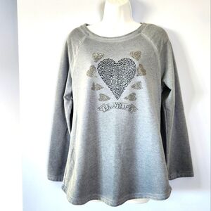 Grey Women's Heart Graphic Sweatshirt